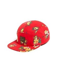 Obey Floral Print Five Panel Cap Red One Size