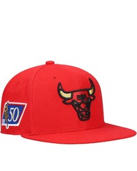 Mitchell & Ness Red Chicago Bulls 50th Anniversary Snapback Hat