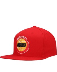 Mitchell & Ness Red Houston Rockets Hardwood Classics Team Ground Snapback Hat