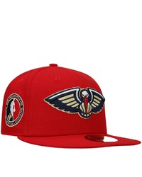 New Era Red New Orleans Pelicans Team Logoman 59fifty Fitted Hat