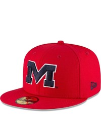 New Era Red Ole Miss Rebels Logo Basic 59fifty Fitted Hat