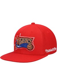 Mitchell & Ness Red Philadelphia 76ers English Dropback Snapback Hat At Nordstrom