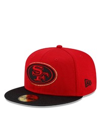 New Era Scarletblack San Francisco 49ers 2021 Nfl Sideline Road 59fifty Fitted Hat
