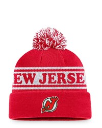 FANATICS Branded Red New Jersey Devils Vintage Sport Resort Cuffed Knit Hat With Pom At Nordstrom