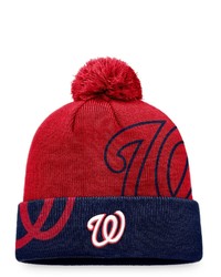 FANATICS Branded Rednavy Washington Nationals Block Party Cuffed Knit Hat With Pom At Nordstrom