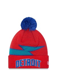 New Era Red Detroit Pistons 202122 City Edition Official Cuffed Pom Knit Hat At Nordstrom
