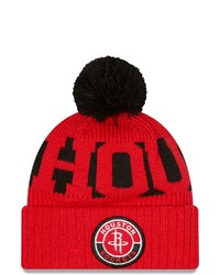 New Era Red Houston Rockets Sport Logo Cuffed Knit Hat With Pom At Nordstrom