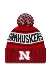 New Era Scarlet Nebraska Huskers Marl Cuffed Knit Hat With Pom At Nordstrom