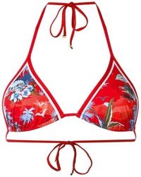 Red Print Bikini Top