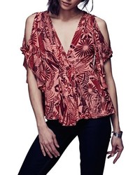 Free People Amour Abstract Floral Print Top