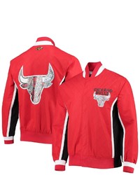Mitchell & Ness Chicago Bulls Red Hardwood Classics 75th Anniversary Authentic Warmup Full Snap Jacket At Nordstrom