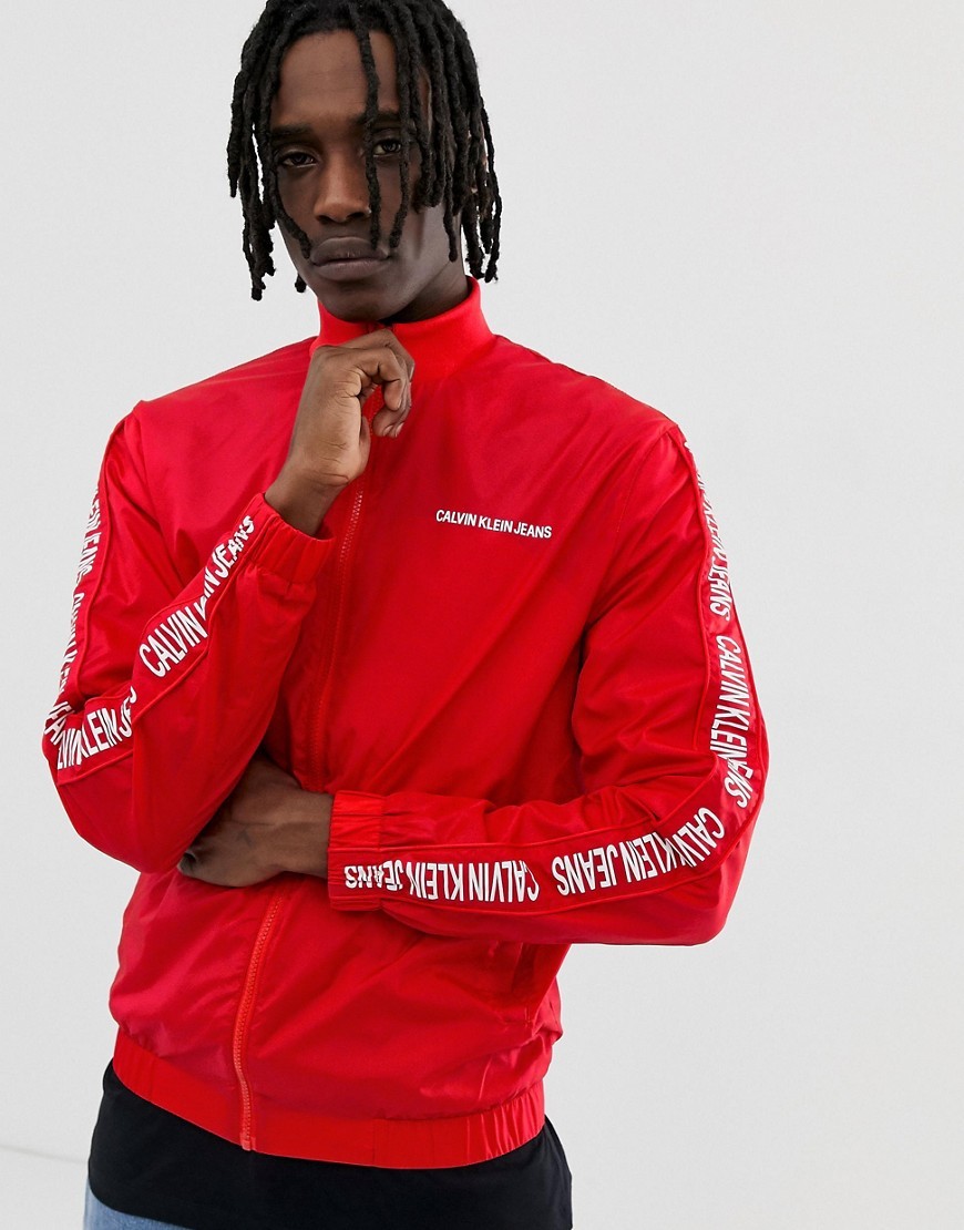 Calvin Klein Jeans Side Logo Nylon Track Jacket In Red, $140 | Asos |  Lookastic