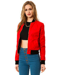Obey The Fast Times Reversible Bomber Jacket In Red