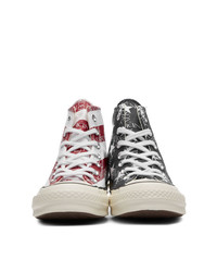JW Anderson Indigo And Red Converse Edition Grid Logo Chuck 70 Hi Archive Print Sneakers