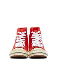Palm Angels Red Palm Vulcanized High Top Sneakers