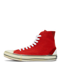 Palm Angels Red Palm Vulcanized High Top Sneakers