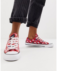 Converse X Hello Kitty Chuck Taylor Ox Red All Over Print Trainers