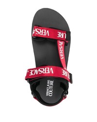 VERSACE JEANS COUTURE Logo Print Touch Strap Sandals
