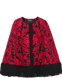 Dolce & Gabbana Fringed Embroidered Crepe Cape