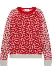 Allude Intarsia Cashmere Sweater Red