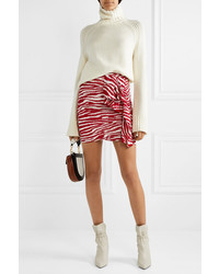 Isabel Marant Etoile Jerine Ruffled Zebra Print Chiffon Mini Skirt