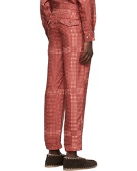Bode Red Shelter Plaid Side Tie Trousers