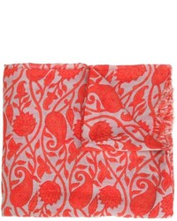 Red Print Cotton Scarf