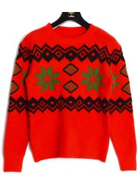 ChicNova Preppy Style Vintage Print Pullover Sweater