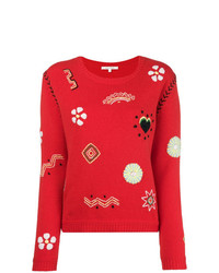 Chinti & Parker Contrast Stitch Embroidered Sweater