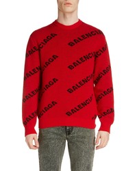 Balenciaga Crewneck Logo Wool Blend Sweater