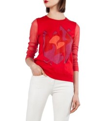 Akris Intarsia Knit Silk Blend Sweater
