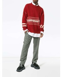 Off-White Logo Stripe Intarsia Wool Jumper