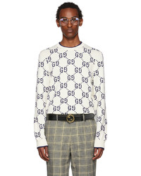 Gucci Off White Gg Intarsia Sweater