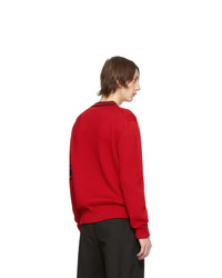 Alexander McQueen Red And Black Logo Varsity Sweater