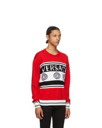 Versace Red And Black Vintage Medusa Sweater