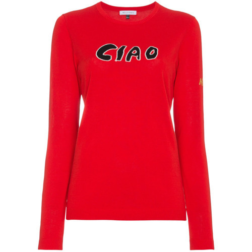 red slogan jumper