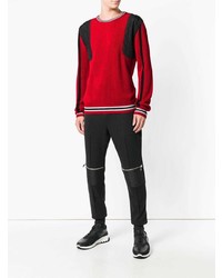 Les Hommes Urban Ribbed Knit Panelled Sweater