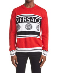 Versace Stripe Medusa Logo Wool Sweater