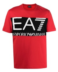 Ea7 Emporio Armani Block Logo Print T Shirt