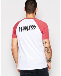 Asos Brand T Shirt With Contrast Raglan And Fearless Spray Back Print