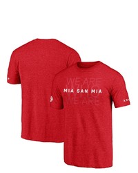 FANATICS Branded Heathered Red Bayern Munich Statet Tri Blend T Shirt
