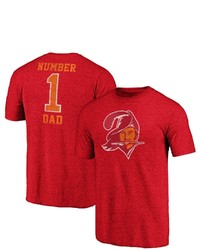 FANATICS Branded Heathered Red Tampa Bay Buccaneers Historic Logo Greatest Dad Tri Blend T Shirt