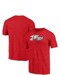 FANATICS Branded Heathered Red Wisconsin Badgers Team Hometown Tri Blend T Shirt