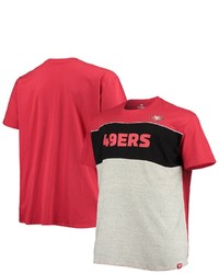 FANATICS Branded Scarletheathered Gray San Francisco 49ers Big Tall Color Block T Shirt
