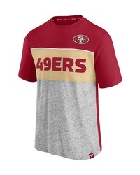 FANATICS Branded Scarletheathered Gray San Francisco 49ers Colorblock T Shirt