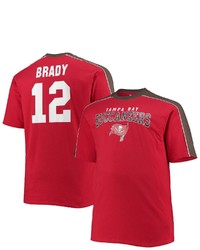FANATICS Branded Tom Brady Red Tampa Bay Buccaneers Big Tall Sleeve Panel Player Name Number T Shirt