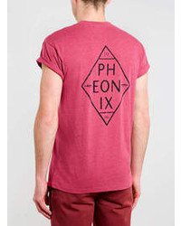 Topman Burgundy Phoenix Print Roller T Shirt