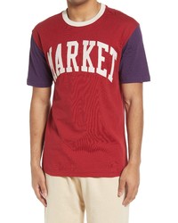 MARKET Colorblock Logo Applique T Shirt In Navy And Burgundy At Nordstrom