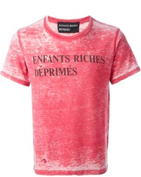 Enfants Riches Deprimes Slogan Print Distressed T Shirt