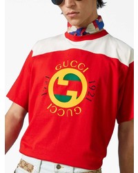 Gucci Interlocking G Logo Print Cotton T Shirt